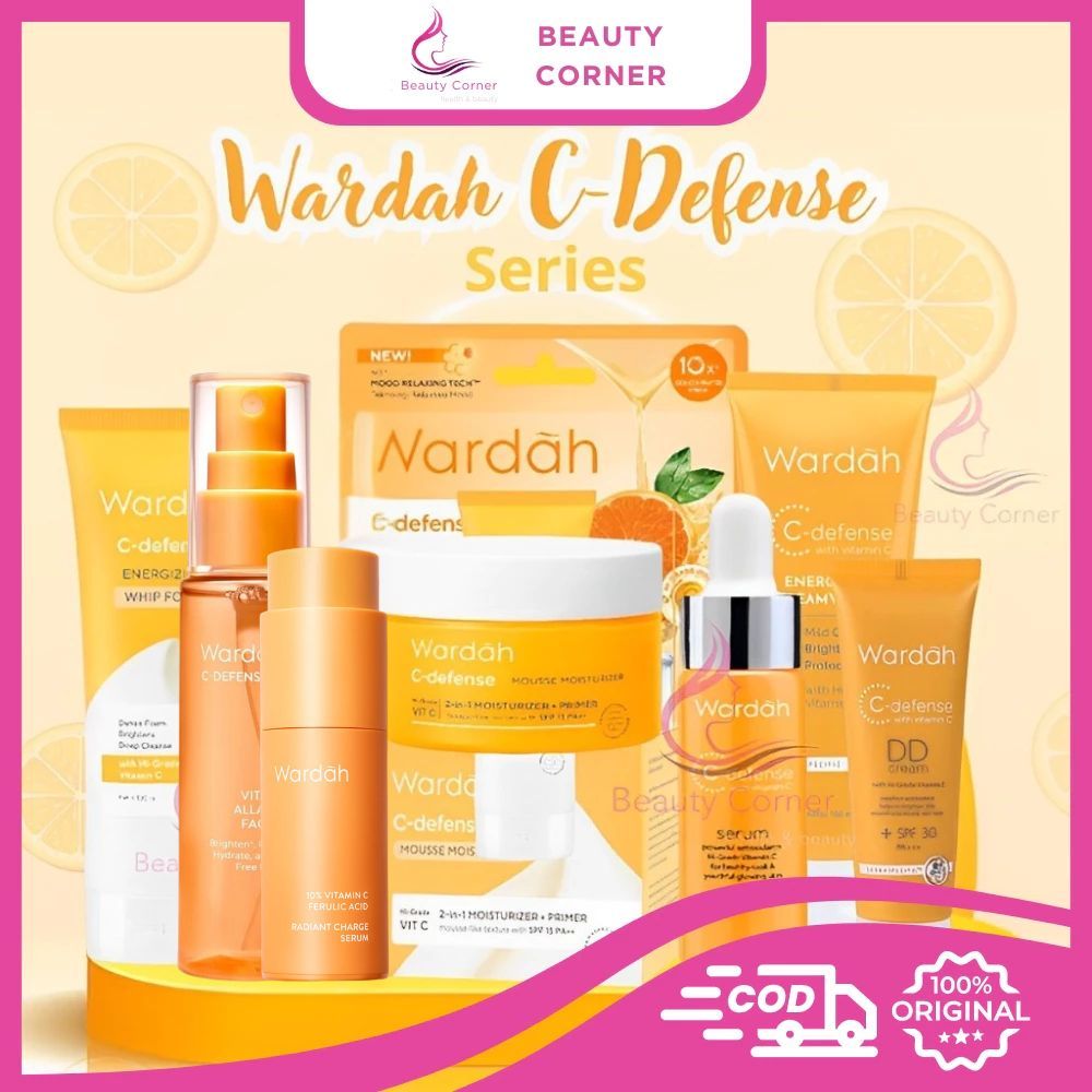 WARDAH C-Defense Series (C Defense Face Mist Creamy Wash Serum Waterclay Mask)