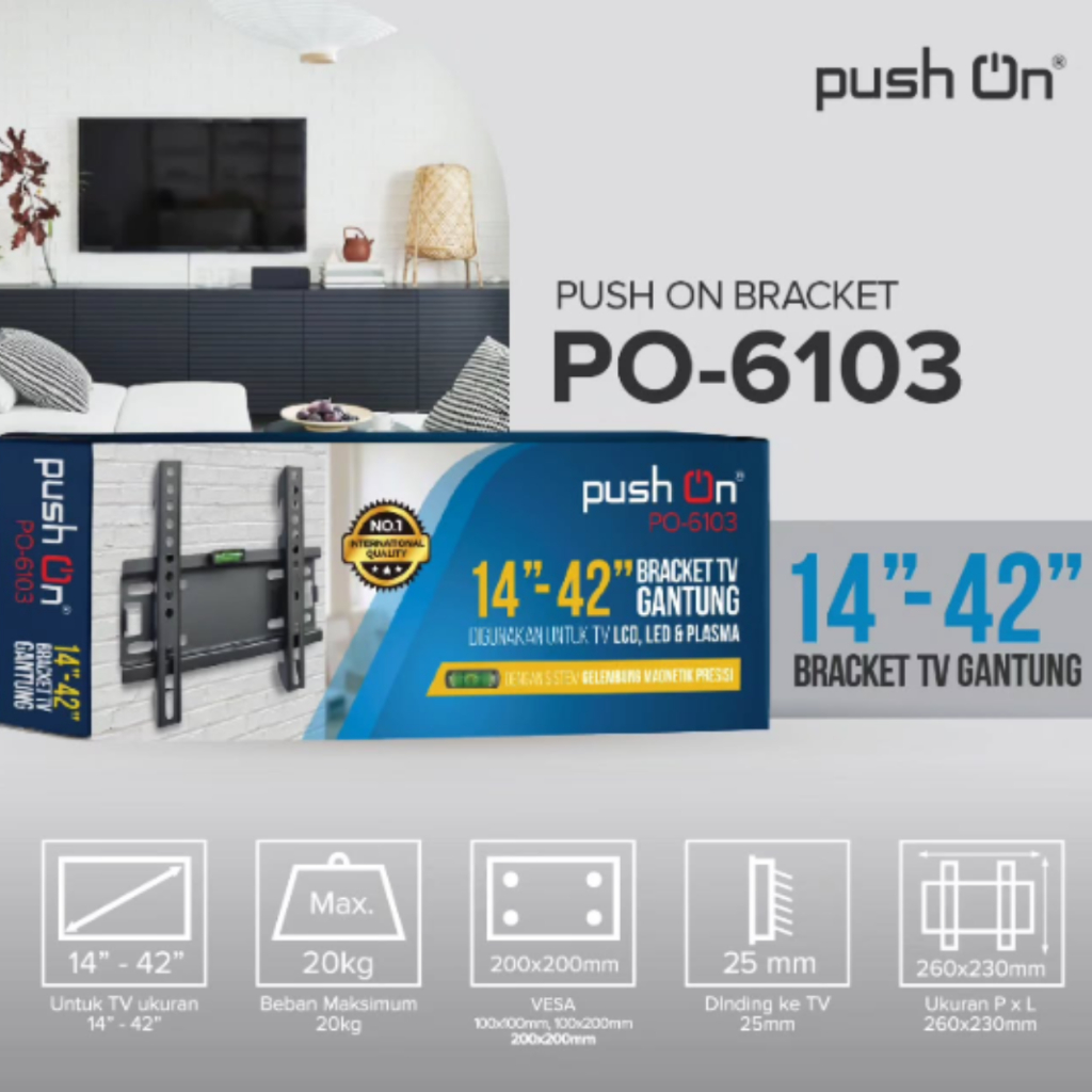 Bracket TV Universal Penopang TV LED LCD 14 Inch - 60 Inch / Bracket TV  dilengkapi  Waterpass