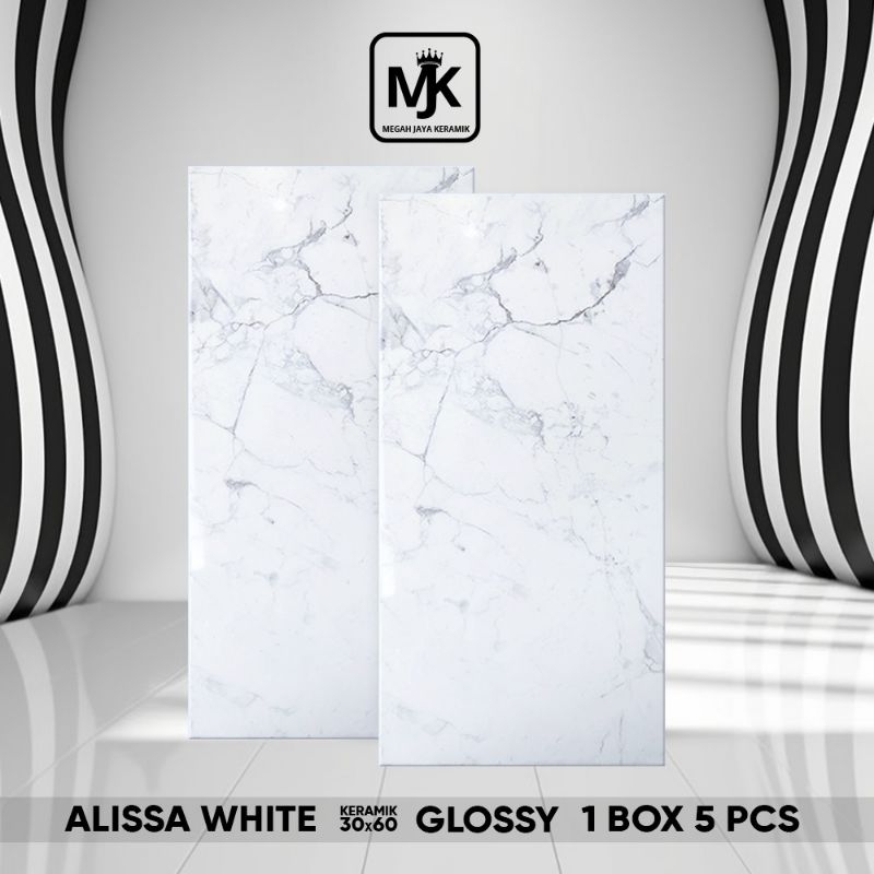Keramik Dinding kamar mandi  Alissa White 30 x 60
