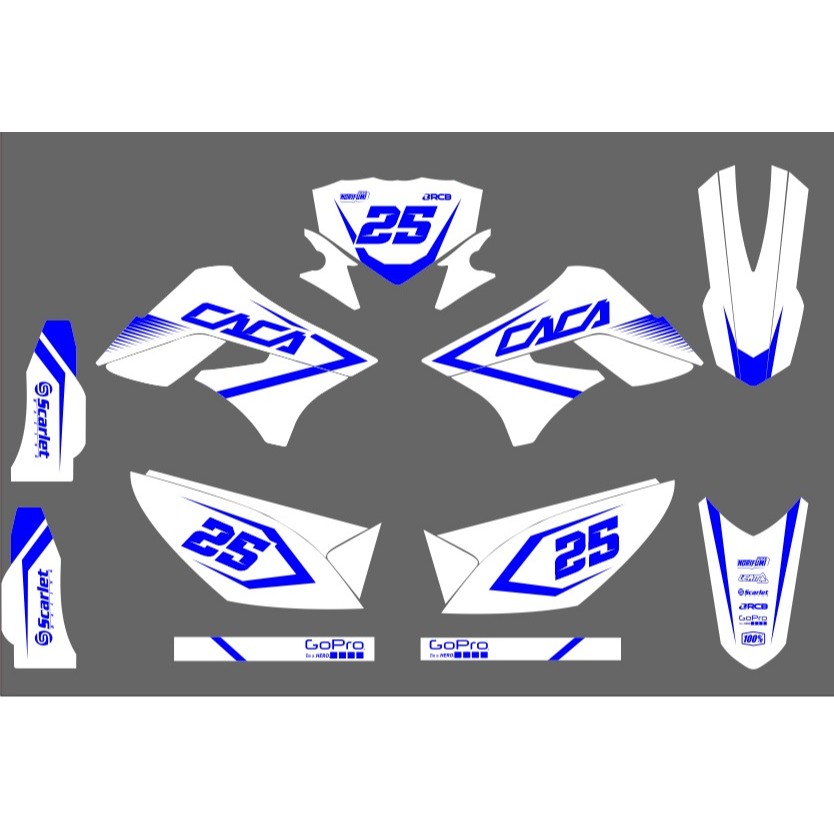 Sticker Decal Striping klx 150 s stiker motif simpel putih lis biru hologram D-A1-433