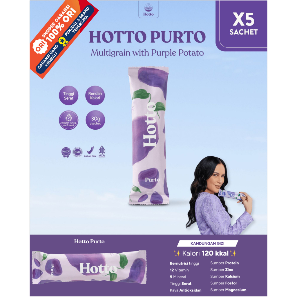 

Hotto Purto Multigrain Tinggi Serat Rendah Kalori | 5 Sachet | Produk Original