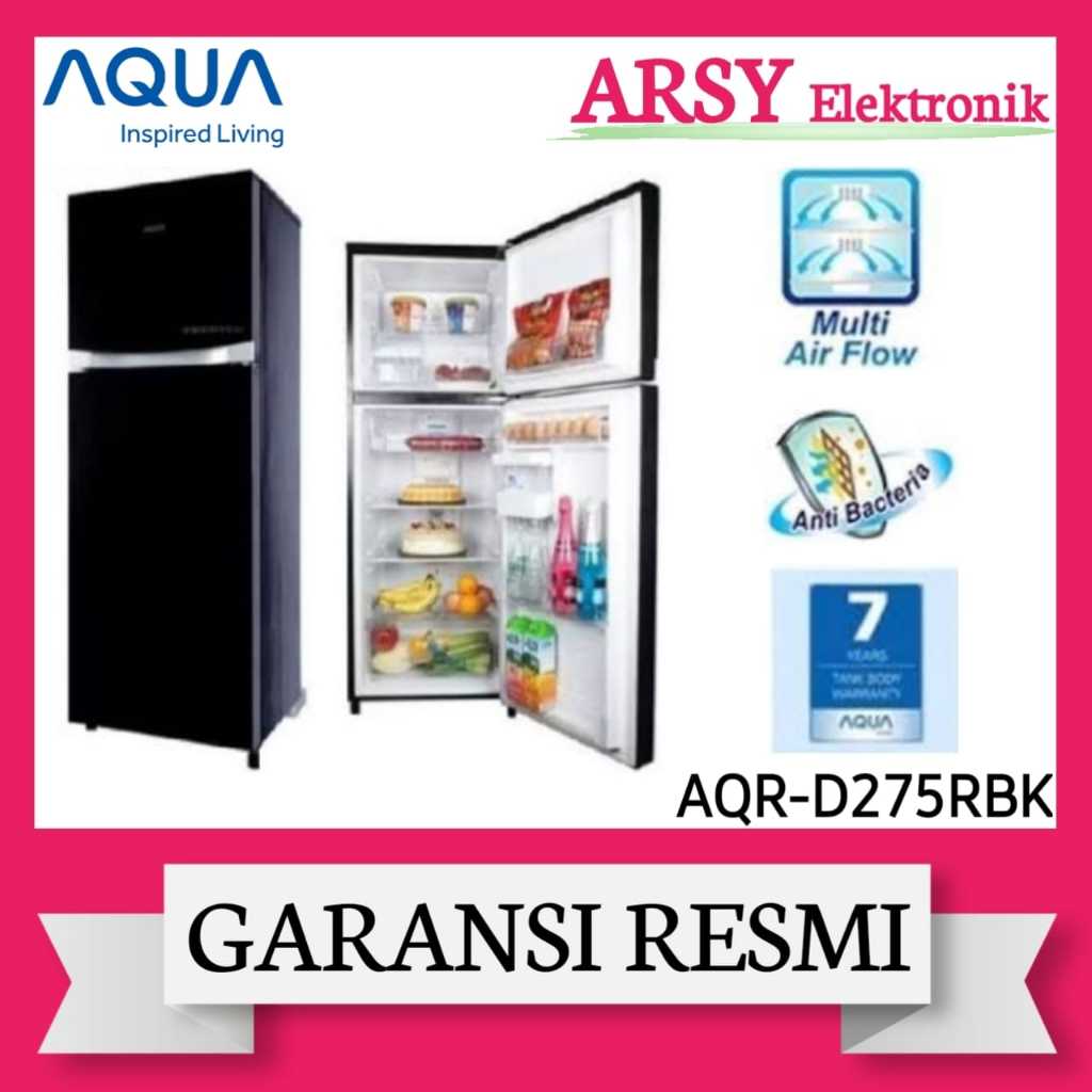 KULKAS AQUA INVERTER 2PINTU AQR-D275MDS/LEMARI ES AQUA INVERTER 2PINTU AQR-D275MDS GARANSI RESMI