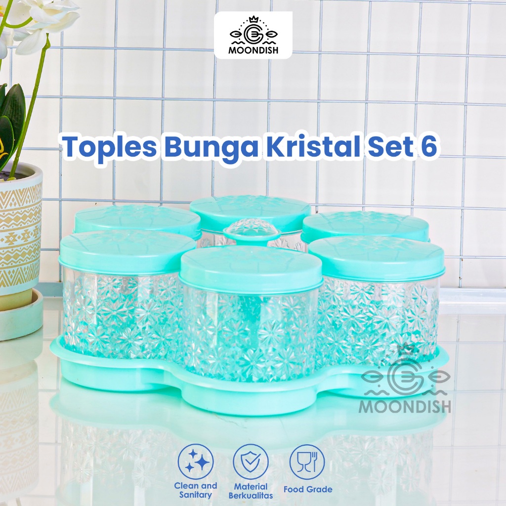Toples Calista Set 6 dan 5 Daun Motif Bunga Kristal Aesthetic Plus Nampan