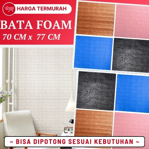 Sticker Wallpaper Foam 3D Dinding Kamar Tidur Brick Foam Busa Tebal Premium Elegan Anti Air