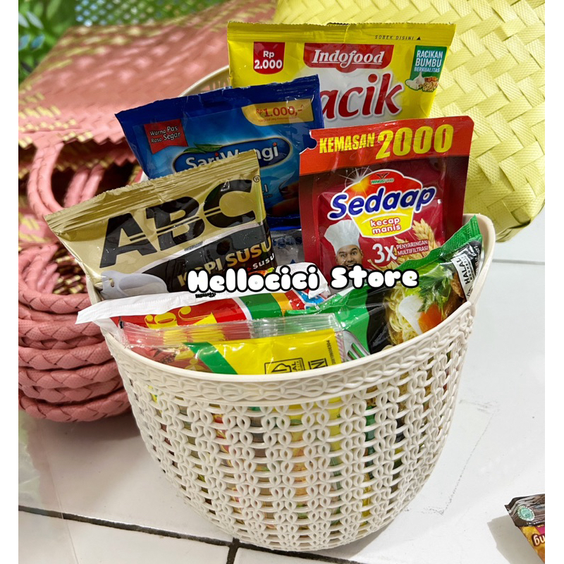 

PARCEL MUGAHAN LEBARAN PAKET SEMBAKO + KERANJANG TOPAS KEMASAN