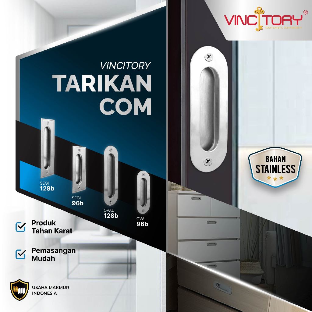 VINCITORY TARIKAN COM SEGI OVAL | Tarikan Laci Lemari Tarikan Pintu Geser Sliding Stainless