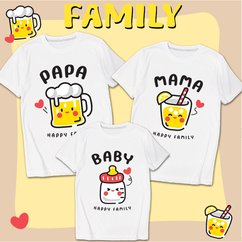 Family tematik gambar kartun DRINK keluarga set baju kapelan couple fam lengan pendek aesthetic katu