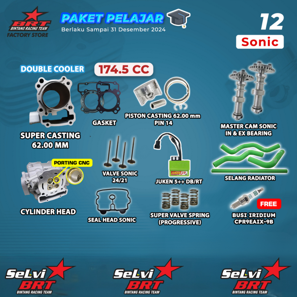 PAKET BOREUP BRT BLOK SET PISTON NOKEN AS MASTER CAM HEAD PORTING CNC ECU JUKEN PER KLEP SELANG RADI