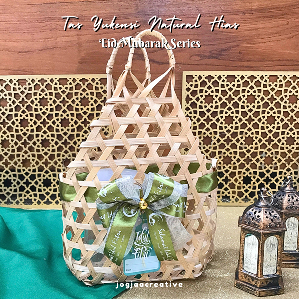 Keranjang Bambu TERBARU Spesial Lebaran TAS YUKENSI KECIL NATURAL HIAS PITA Lebaran FREE HANGTAG tas