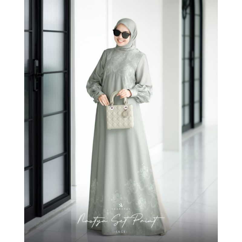 GAMIS NASTYA DRES + SCARF ORIGINAL BY SHARAREA