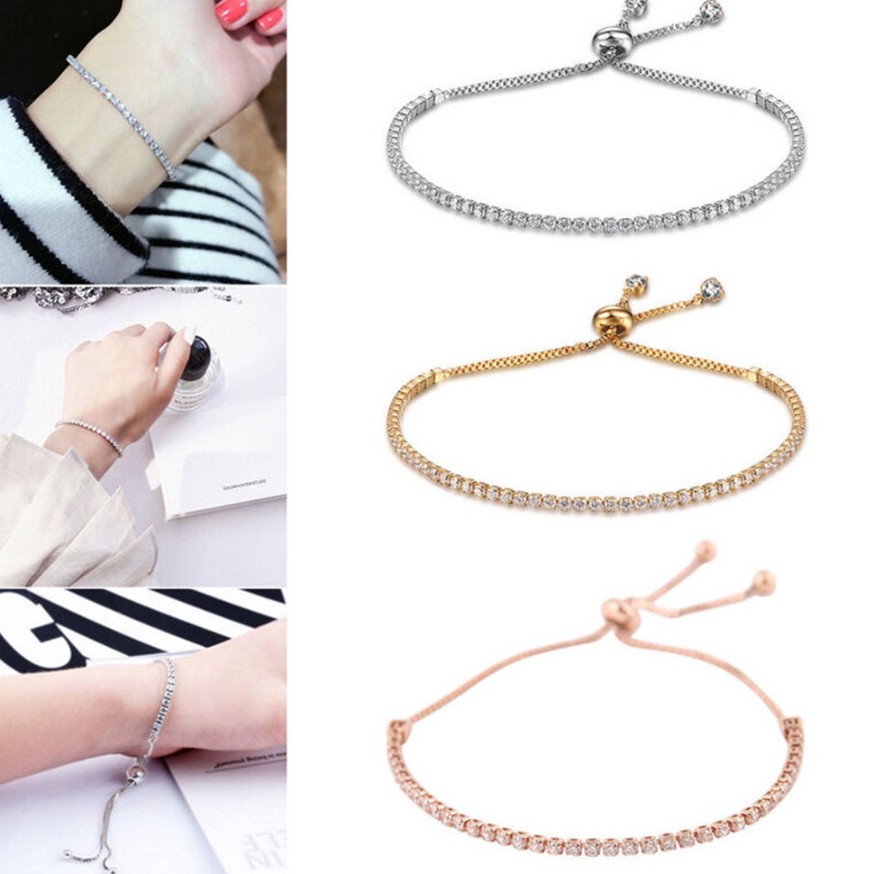 Disc COD Gelang Serut Titanium Asli Emas Putih Yang Bisa Disesuaikan  Gelang Wanita Korea Fashion Be