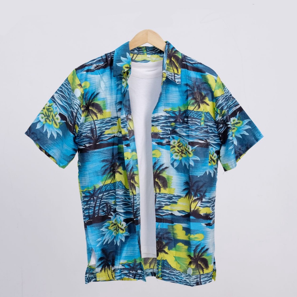 Hemat Kemeja Motif Pantai Pria Dan Wanita Kemeja Surfing Vintage Casual Baju Distro