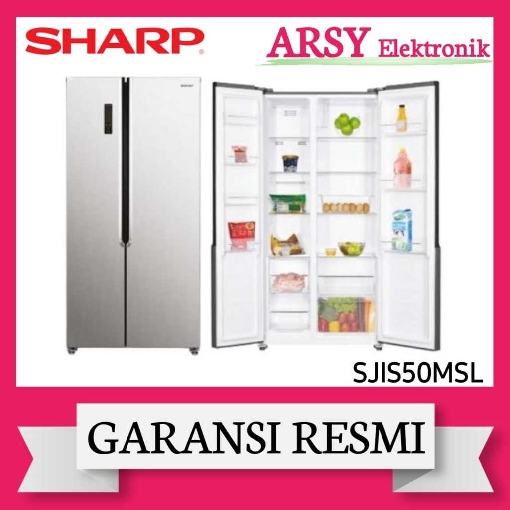 SIDE BY SIDE SHARP 2PINTU SJIS50MSL/KULKAS SHARP 2PINTU SJIS50MSL GARANSI RESMI