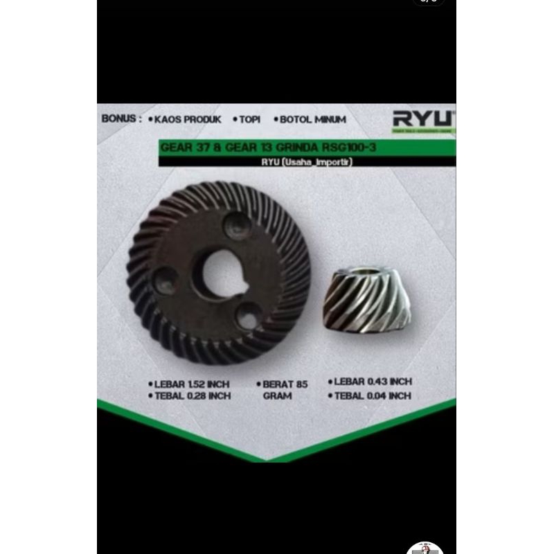 gear gerinda Ryu RSG100-3 ORIGINAL gigi nanas gerinda Ryu