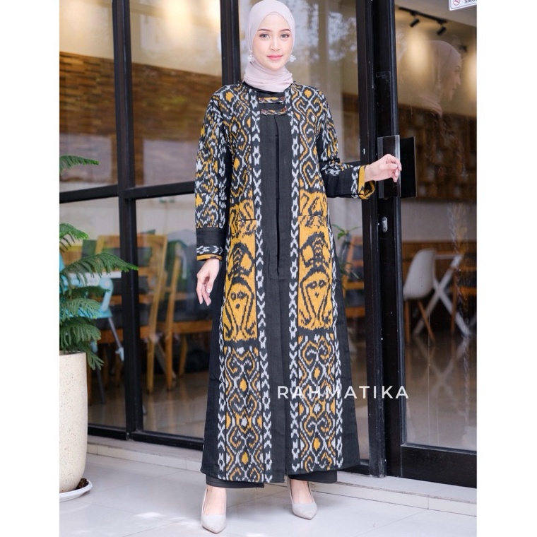 Terbaru Long Outer Wanita Bahan Tenun Troso Premium Long Cardi Tenun Long Outer Jumbo