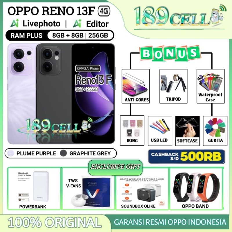 OPPO RENO 13F 4G RAM 8/256 GB | OPPO RENO13 F 4G RAM 8/256 GB GARANSI RESMI OPPO INDONESIA
