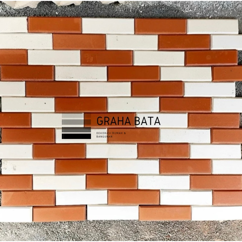 Bata Tempel Beton Bevel / Teracotta / Putih / Abu Abu / Harga Permeter