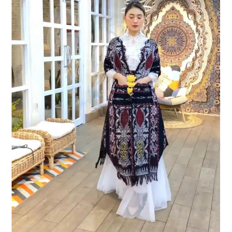 DRESS KAIT TENUN KOMBINASI BROKAT DAN ROK TUTU / DRESS TENUN KOMBI RENDA ROK TUTU LEBARAN