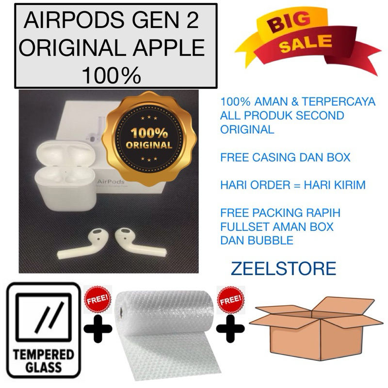 Apple Airpods 2 Generasi second gen 2 with wireless charging case apple original 100%