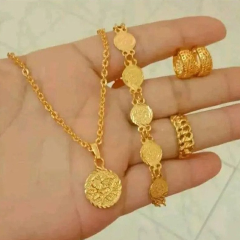 Disc set perhiasaan koin lapis emas kgold