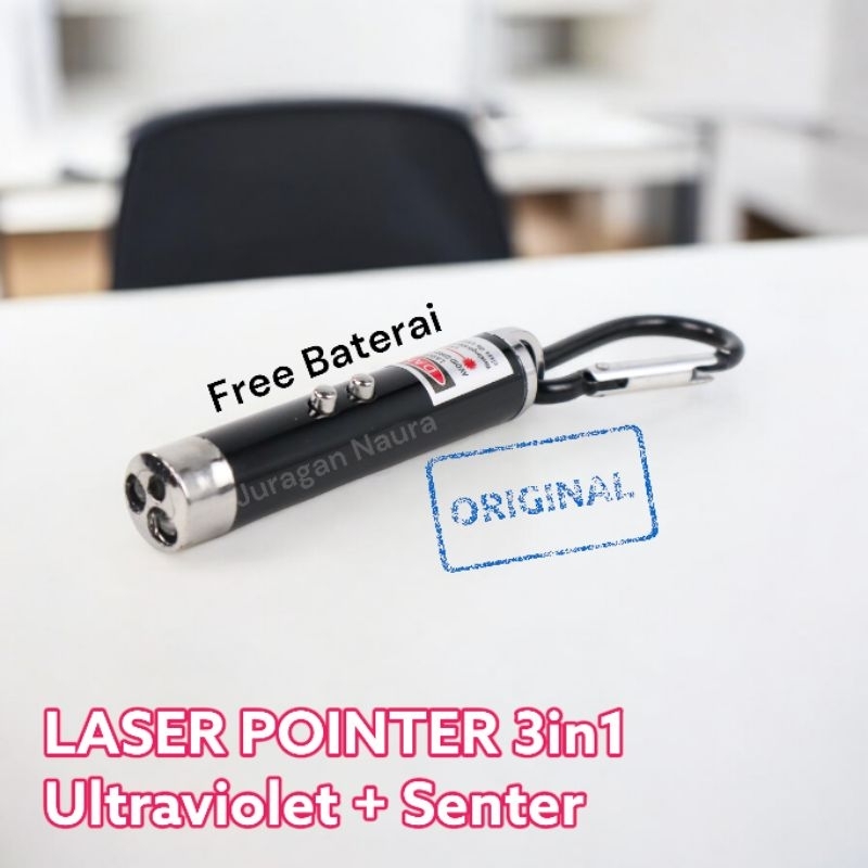 Laser Mini Senter Ultraviolet 3in1 Flashlight Kecil Pointer