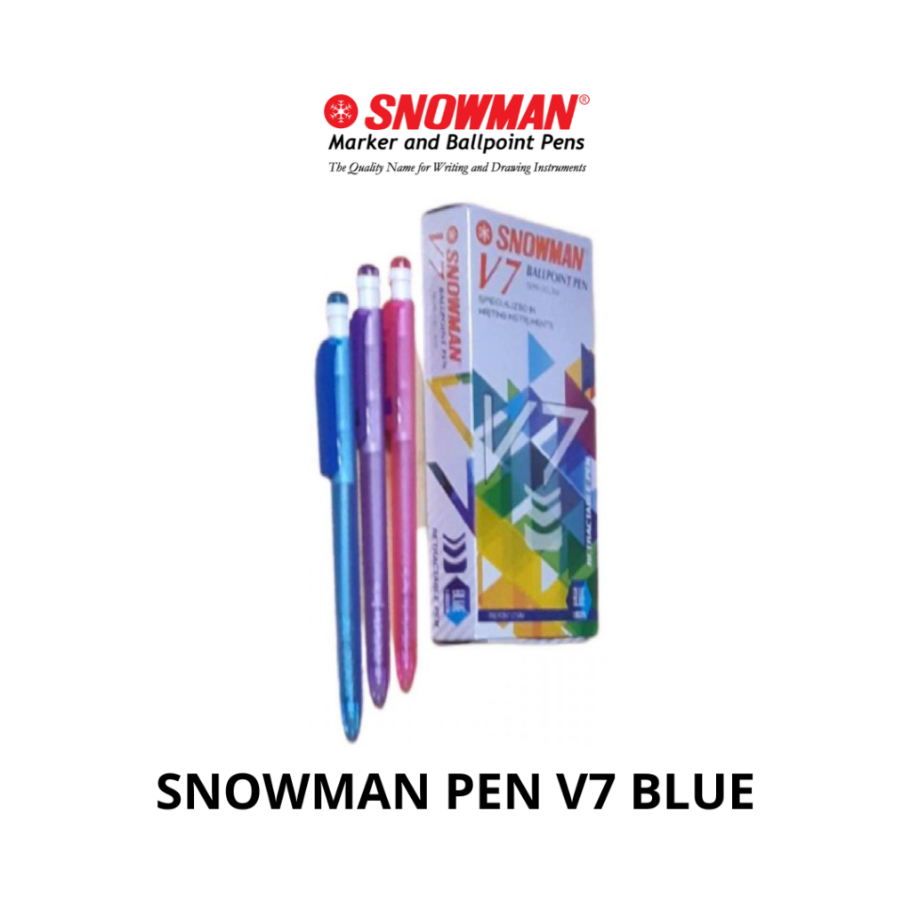 

(1PAK ISI 12PCS)SNOWMAN BALLPOINT V-7 BIRU
