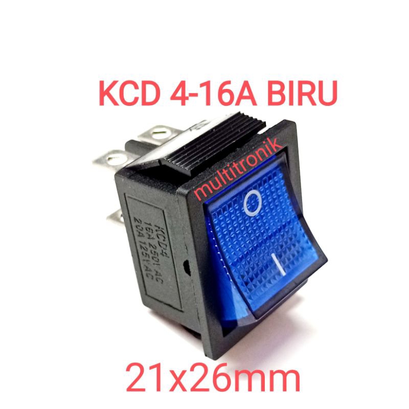 KCD4 16A BIRU SAKLAR 4 PIN 16 AMPER PLUS LAMPU BIRU