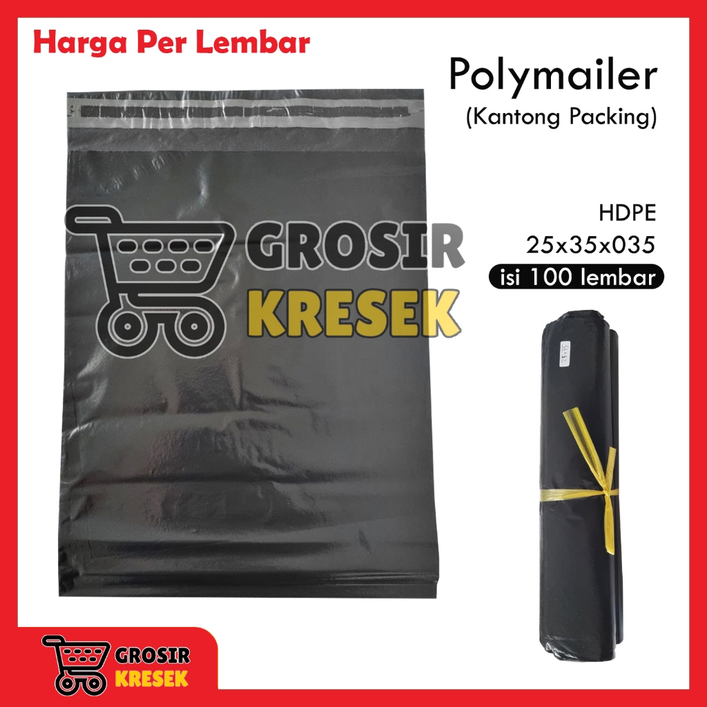 

[LBR] Polymailer 25x35x035 Hitam Doff HDPE min. 100 lembar Kantong Plastik Packing Online M134