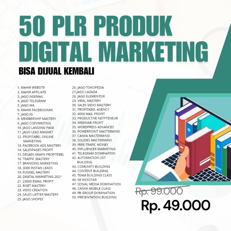 50 PLR PRODUK DIGITAL MARKETING - ECOURSE TEMPLATE SOFTWARE BISA DIJUAL KEMBALI - PELUANG USAHA - TO