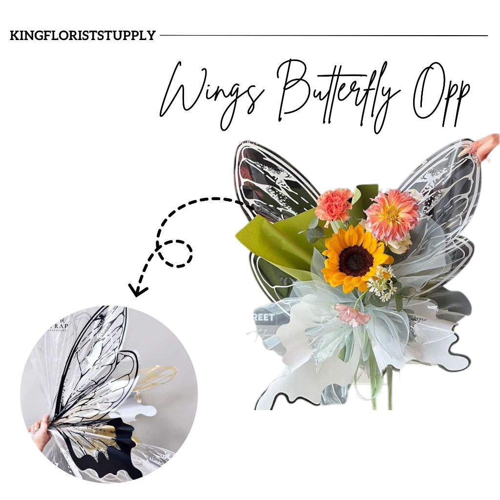 

PAPER OPP 1 SISI TRANSPARANT BUTTERFLY WINGS OPP KUPU-KUPU WRAPPING FLOWER BUKET KOREAN LOOK