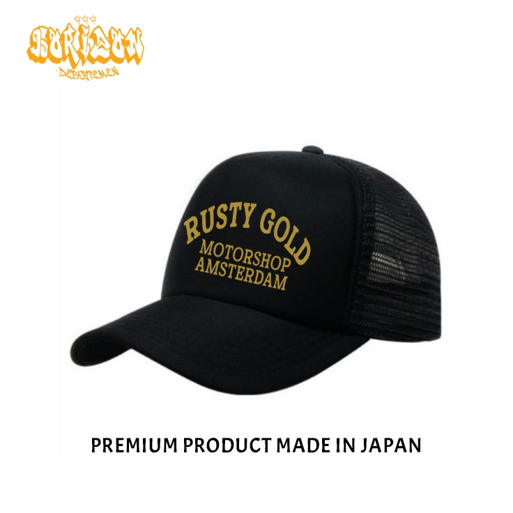 Horizon.dept_Topi Snapback Trucker Jaring rusty gold bahan premium rusty gold cap tali lembut