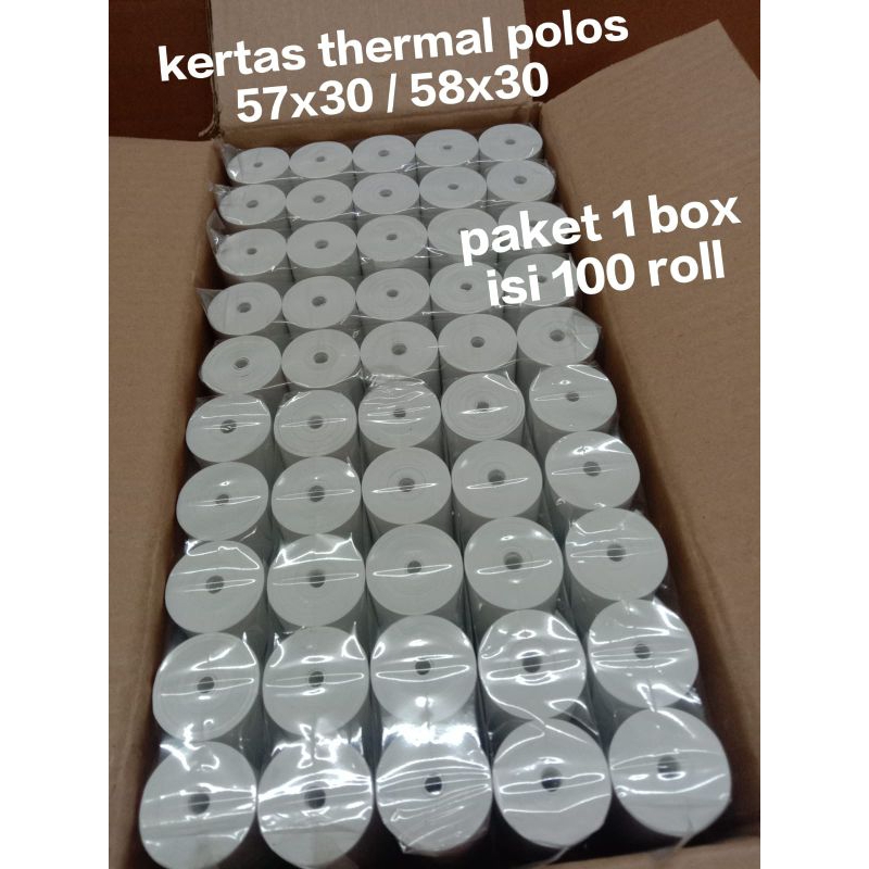 

( 100 ROLL) KERTAS THERMAL POLOS 57X30 58X30 MM
