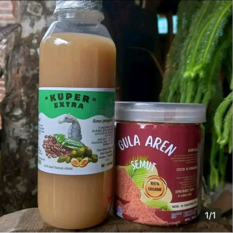 

Saripati Robusta extra Tangkur Kuda laut 500 ml + gula aren semut toples