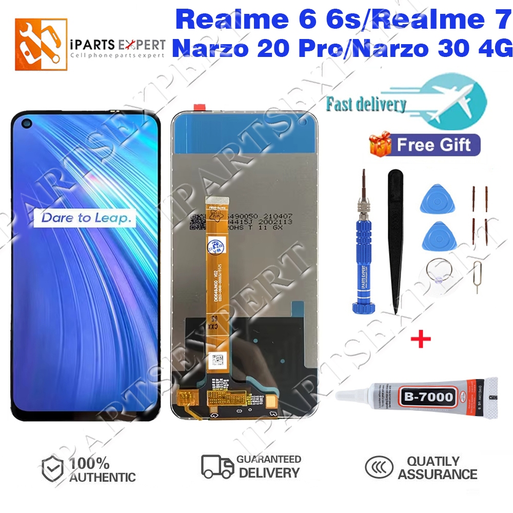 IPARTSEXPERT 6.5" Original For Realme 6 6S LCD  Realme 7 LCD RMX2155 RMX2001 RMX2002 Narzo 20 Pro Na