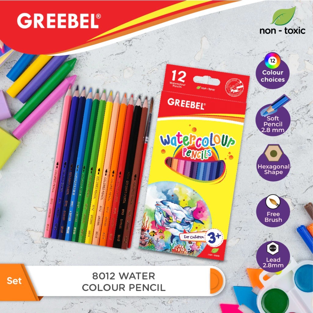 

Greebel Pensil Warna Lengkap Watercolour 12 Hexagonal Grip Kode 8012