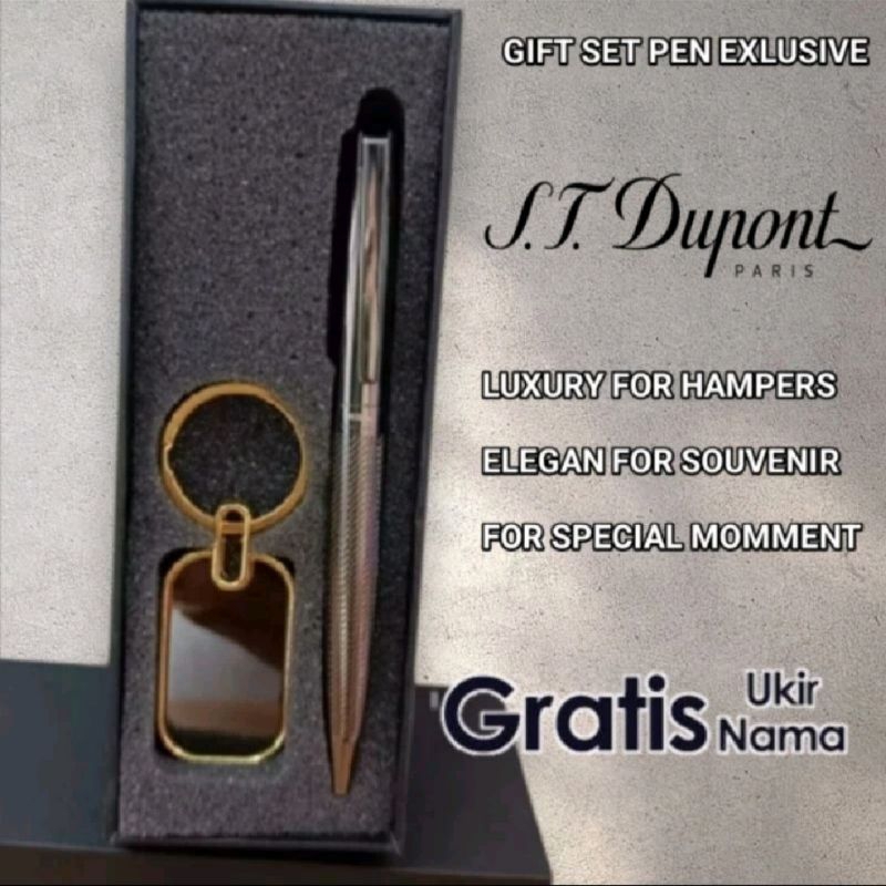 

Giftset Pen Mewah Pen & Key Chain 2in1 St Dupont Exlusive Gratis Grafir Nama/Logo