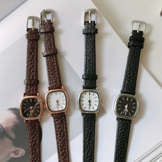 Jam Tangan Kulit Wanita Vintage Jam Tangan Cewek Jam Tangan Kotak Analog Jam Tangan Quartz Import