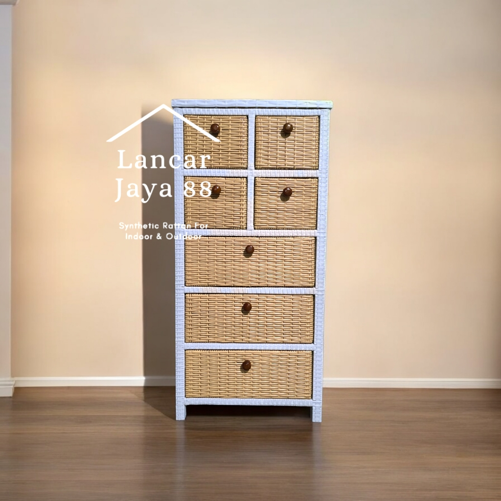 Lemari Rotan Sintetis 7 Laci Tinggi