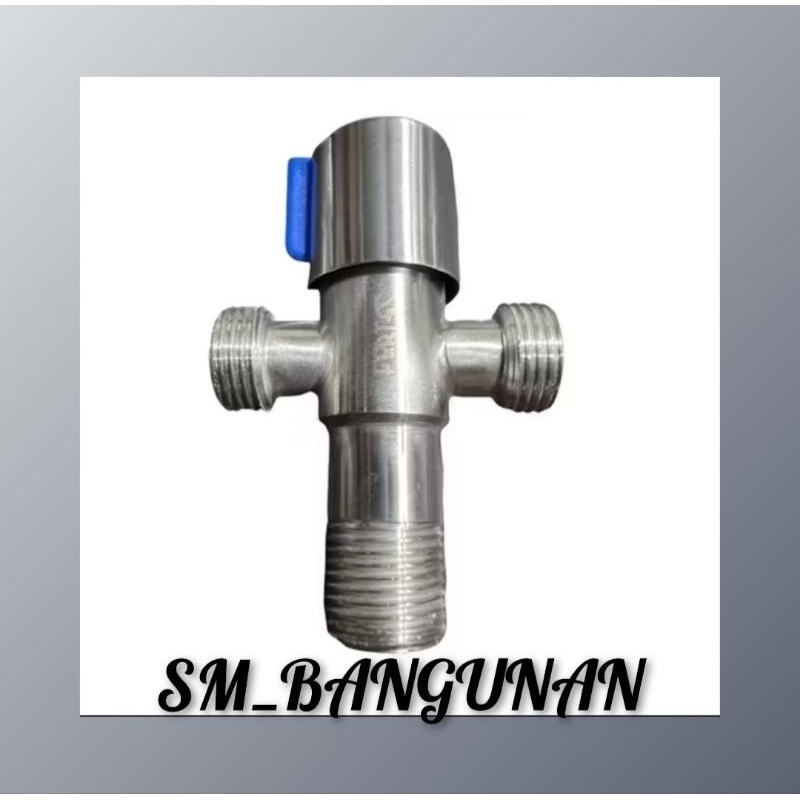 STOP KRAN CABANG TEE / STOP KRAN KLOSET DUDUK ON STANLESS UKURAN 1/2 INCHI