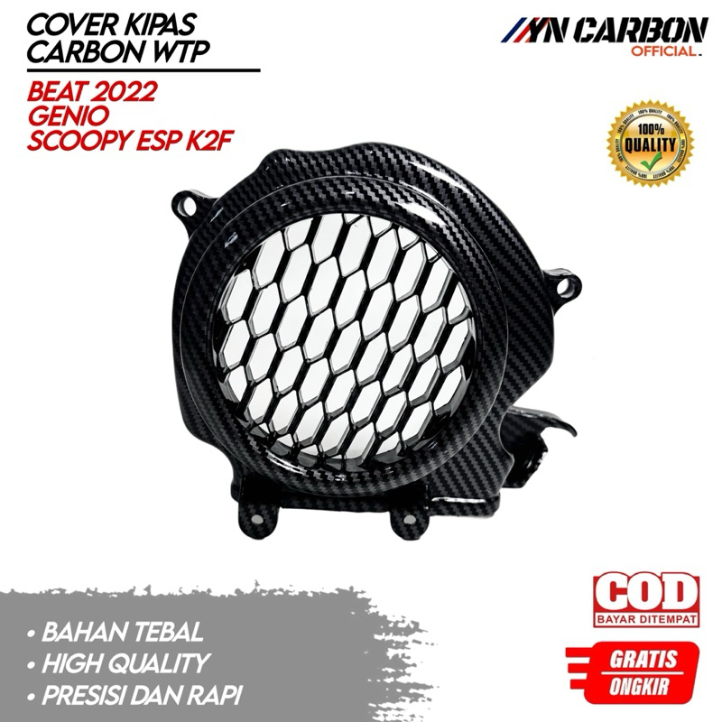 Cover Tutup Kipas Carbon Glossy Beat 2022 / Scoopy Esp K2F / Genio 2020