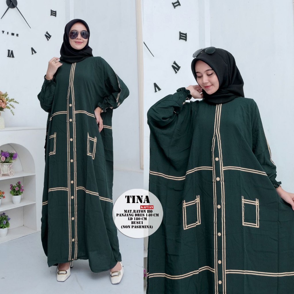 Gamis Kaftan Tina Jumbo Ld 170 Lowo Batik Pekalongan Busui Rayon Premium Kekinian/Baju Lebaran Wanit
