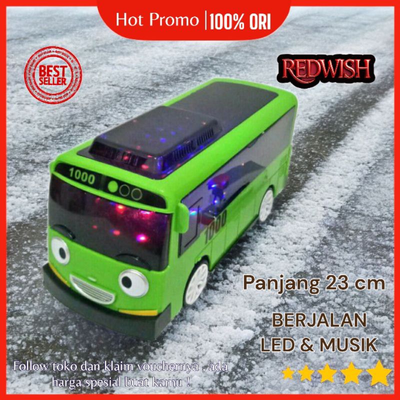 mainan mobil bus tayo bisa berjalan menyala LED DAN MUSIK ukuran besar