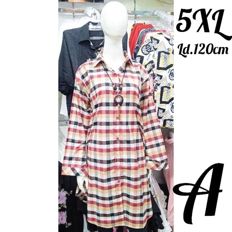 GW kemeja wanita katun motif  kotak kotak