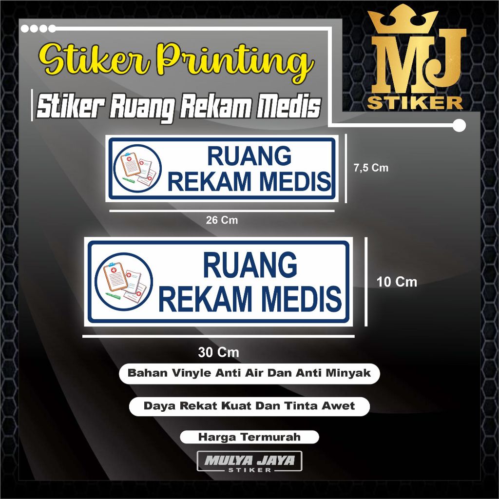 

PROMO Mulya Jaya Stiker Ruang Rekam Medis / Stiker Medis / Stiker Klinik / Stiker Puskesmas / Stiker Rumah Sakit
