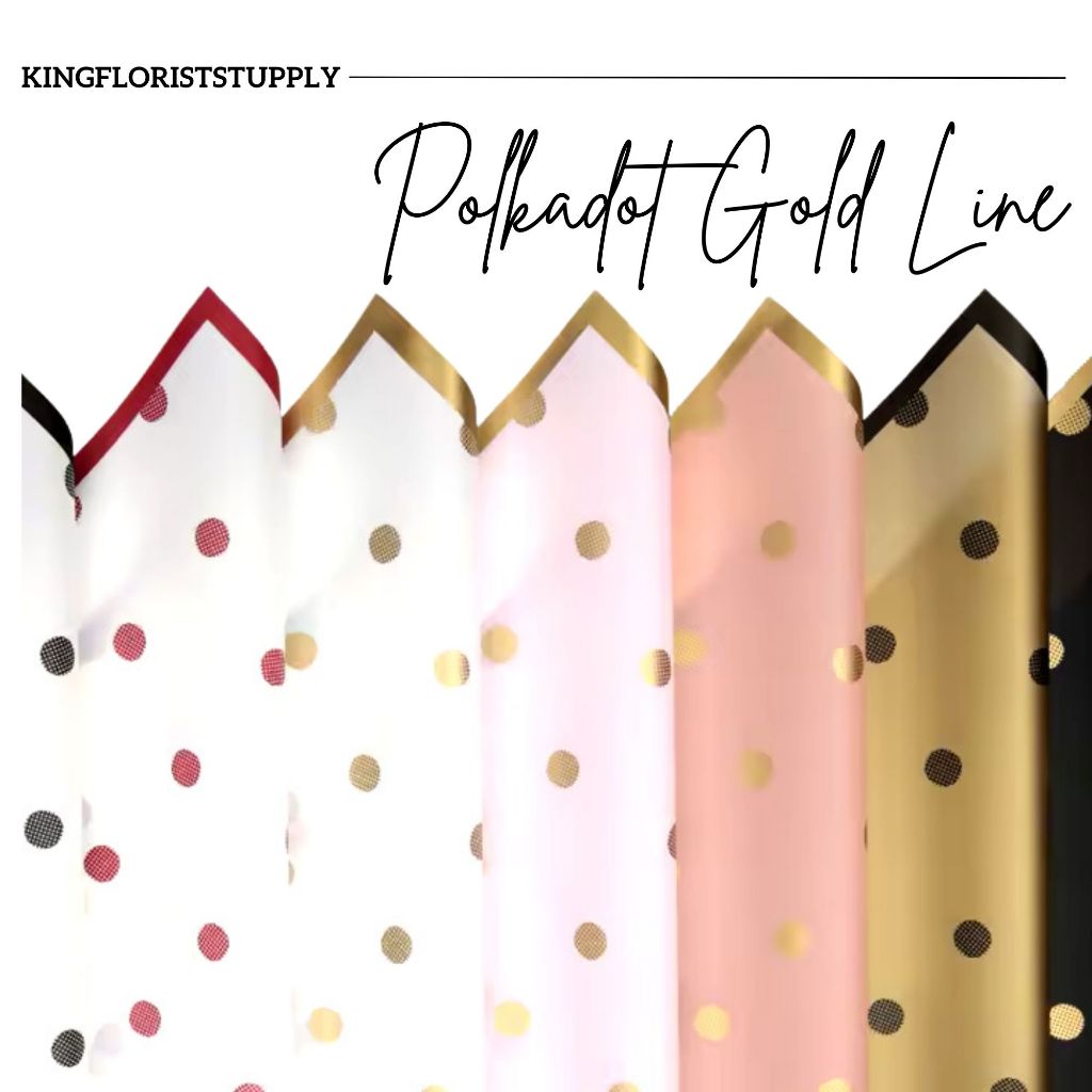 

Gold Line Polkadot Kertas buket motif polkadot /buket dekorasi/ cellophane / buket bunga