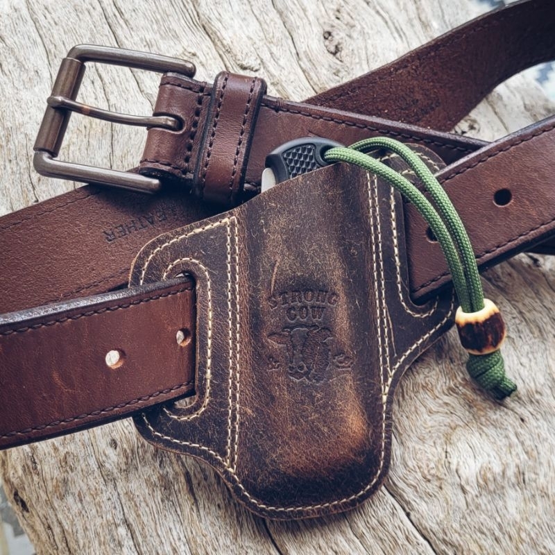 Leather Holster for Buck 112, Benchmade Bugout, CKRT, Sebenza Chris Reeve, Burgundy Color