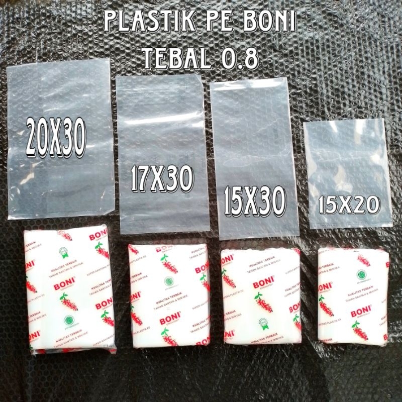 Plastik PE Tebal 0.8 | 15x20 | 15x30 | 17x30 | 20x30 | ( Pak ) [ Original ]