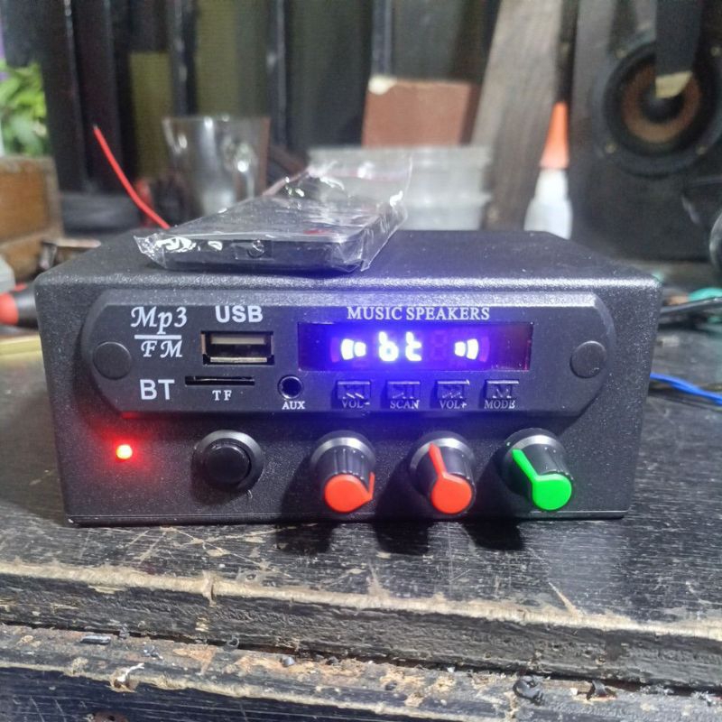 Power ampli mini rakitan  12v DC plus mp3 plus tone control aktif