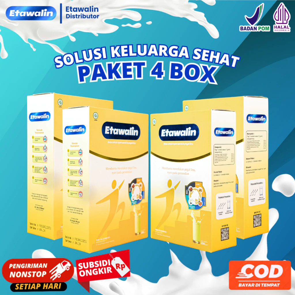 

DISKON!! (4 BOX) Etawalin Susu Etawa Original Atasi Sendi dan Tulang Paket HALAL MUI