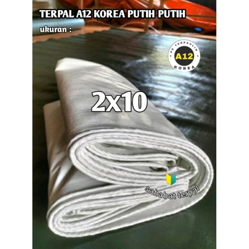 Terpal tenda 2x10 type A12 korea putih putih